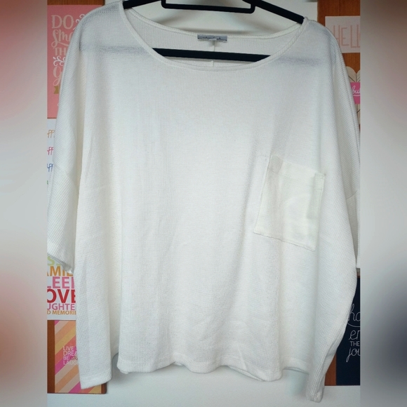 white birch Tops - NWOT White Birch waffled T-shirt size small oversized